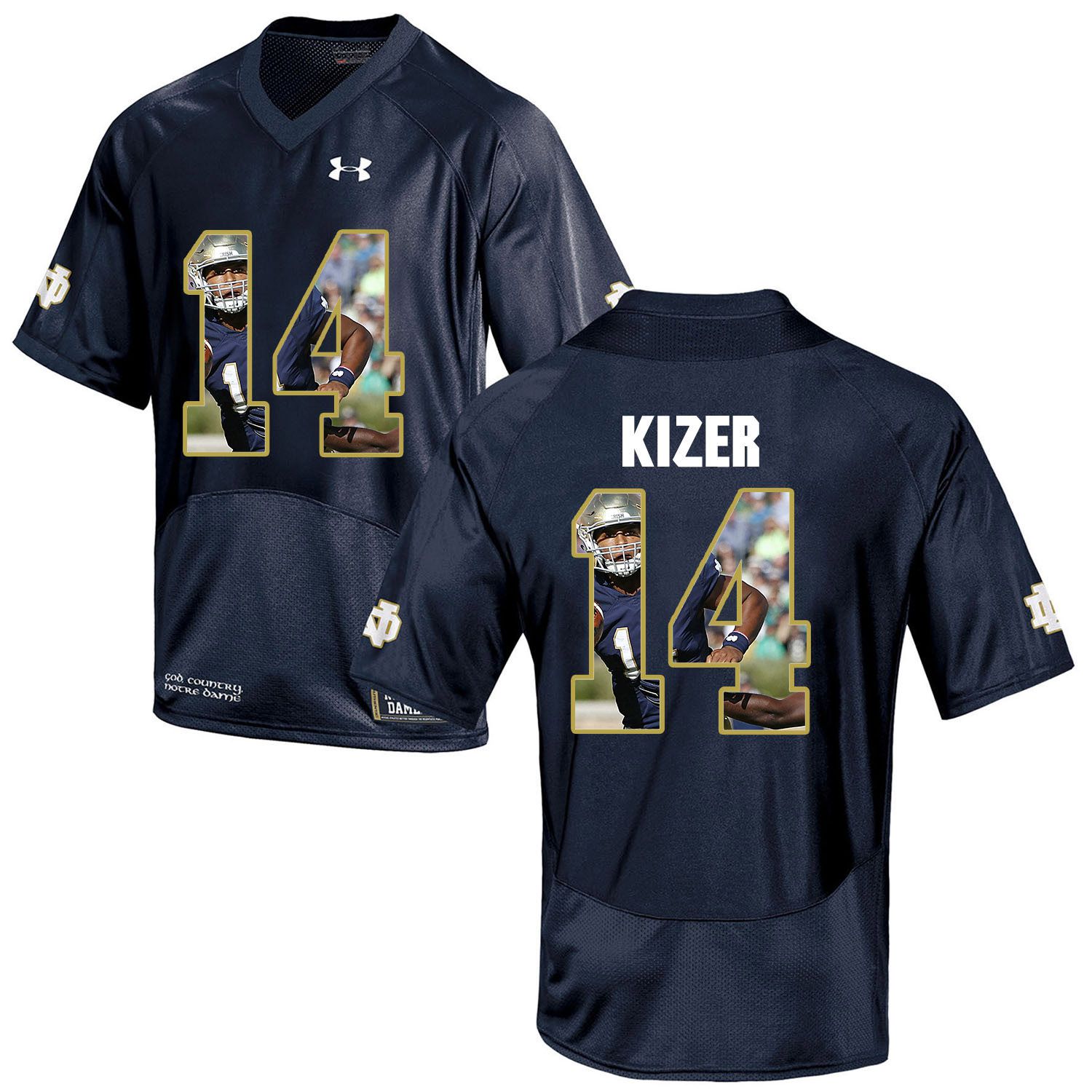 Men Norte Dame Fighting Irish #14 Kizer Navy Blue Fashion Edition Customized NCAA Jerseys
